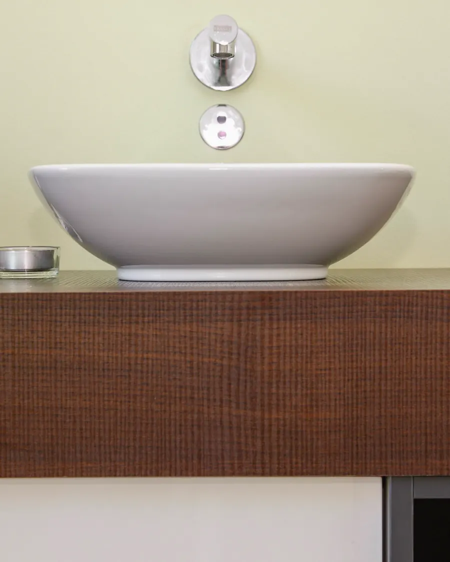 Wooden washstand in a changing room