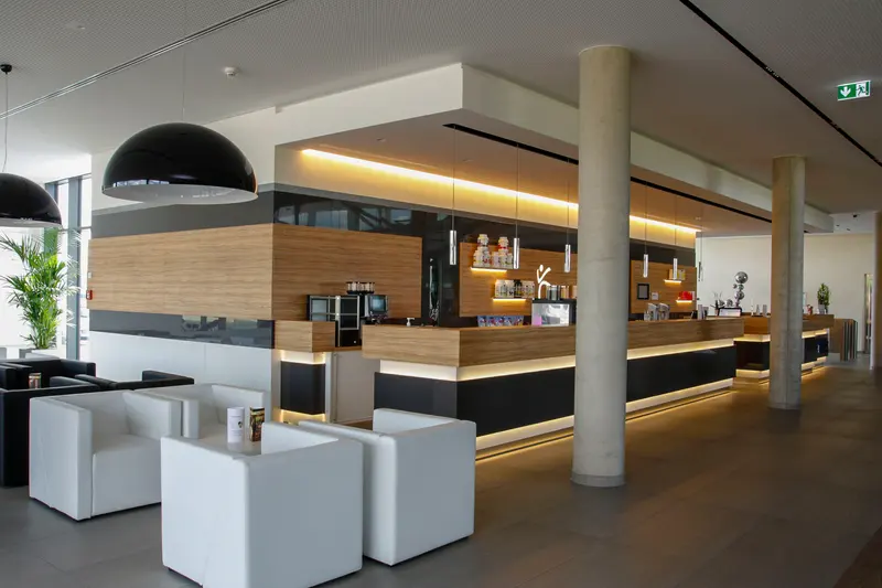 Reception areas for sports, fitness and wellness studios
